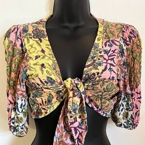 Urban Outfitters Yellow Puff Sleeve Crop Blouse